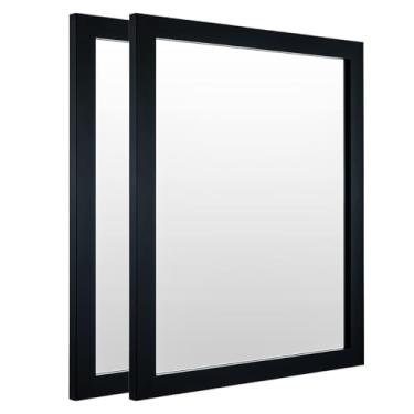 Imagem de Kit 2 Espelho Decorativo Para Quarto Sala Hall Lavabo 33X43 CM Cor Preta Imagem Penteadeira Salão de Beleza e Banheiro