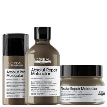 Imagem de Kit LOréal Molecular Sh 300ml+ Masc 250ml+ Leave-in 100ml - Loréal Pro