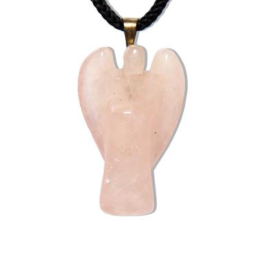 Imagem de Colar de Anjo Quartzo Rosa Pedra Natural em Banho Dourado