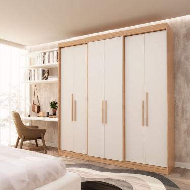 Imagem de Guarda Roupa Casal 6 Portas Lugano 206cm X 217cm X 47,5cm Cedro/Off White