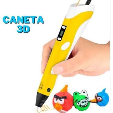 Imagem de Caneta 3d Impressora Profissional  Refil  Cabo Usb - 3D PEN, AMARELO