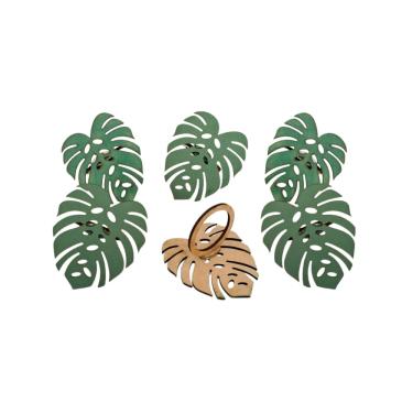 Imagem de Kit 6 Argolas Aneis Mesa Posta Fecho de Guardanapo Costela de Adao Madeira