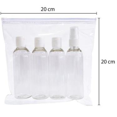Imagem de 1 Kit Viagem 4 Frasco Spray Ft Shampoo Creme Sabonete 100ml - Idealiza