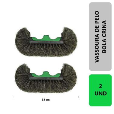 Imagem de 2 Unidades Vassoura Bola De Pelo Natural Crina Macia 35 Cm Para Limpez