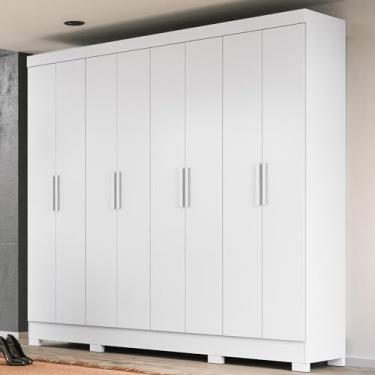 Imagem de Guarda-roupa Casal 8 Portas 4 Gavetas e Pés Diplomata Branco