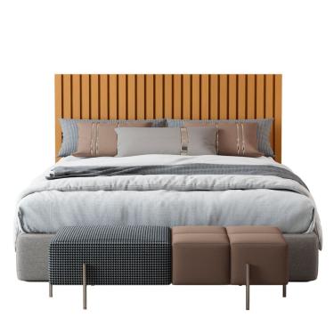 Imagem de Cabeceira Ripada Para Cama Box Casal Padrão Queen