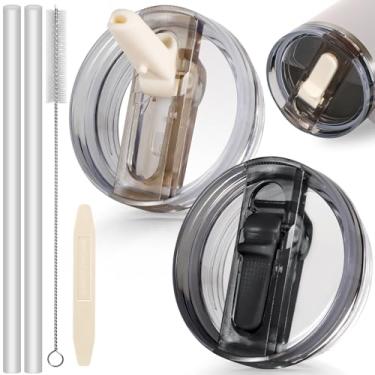 Imagem de ANTAND Pacote com 2 tampas flip à prova de vazamento com canudo para acessórios de copo Stanley de 1,134 g, substituição de tampas sem derramamento 1,134 g para Stanley ProTour, tampa de substituição