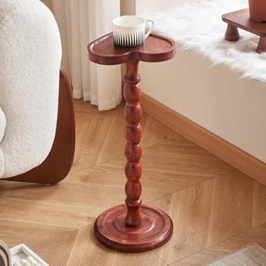 Imagem de NIBHZ Mesa de canto retrô de madeira maciça, mini sofá leve de luxo, mesa lateral, prateleira móvel, castiçal, mesa lateral pequena, A, 24 x 60 cm