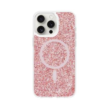 Imagem de QOVOC Capa para iPhone 14 Pro Max, glitter transparente compatível com MagSafe, capa magnética para iPhone 14 Pro Max, capa protetora feminina, glitter vermelho [Aquário]