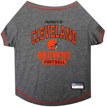 Imagem de CAMISETA DE PET para cães e gatos – Camiseta para cães NFL CLEVELAND BROWNS, P – Camiseta mais fofa para o filhote esportivo real
