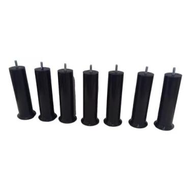 Imagem de Kit 7 pés para cama box Com 13cm de Altura e 7cm de Diametro Materila Politileno Rosca Universal Medida Padrao 5/16 Serve em todos os Modelos de Cama Box na Cor Preto