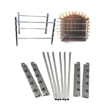 Imagem de suporte de inox para grelhas e espetos para churrasqueiras 6 tubos alu