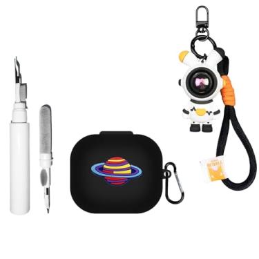 Imagem de [4 em 1] Capa de silicone SKPY compatível com Beats Powerbeats Pro 2 com pingente e chaveiro, capa protetora à prova de choque para homens e mulheres