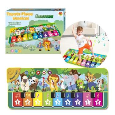Imagem de Tapete Atividades Piano Musical Bichos Bebê Infantil Luz Som - DM Toys