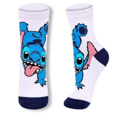 Imagem de Meia Infantil Juvenil Disney Stitch e Angel Lupo, 30-36, 1120, Branco