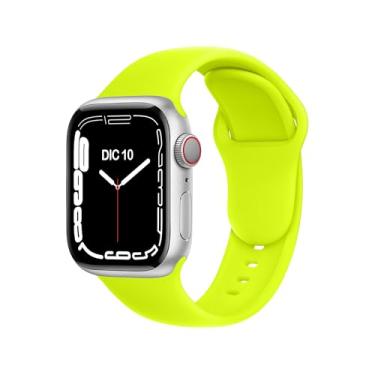 Imagem de ELETTRONEO Pulseira esportiva SBC1B para Apple Watch Ultra 2 de 49 mm, série 10 de 46 mm, 9 8 7 45 mm e 41 mm, SE 6 5 4 44 mm e 40 mm, 3 2 1 42 mm 38 mm iWatch, pulseira de silicone, amarelo