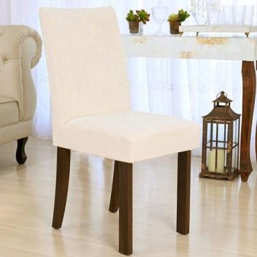 Imagem de Kit 4 Capa Cadeira de Jantar Tecido Suede Creme Exclusiva - Charme do 