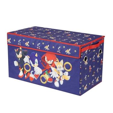 Imagem de Idea Nuova Sega baú de armazenamento dobrável Sonic the Hedgehog, baú de brinquedo durável com tampa macia, 71 x 35 x 40 cm, organizador dobrável para quarto infantil e sala de jogos