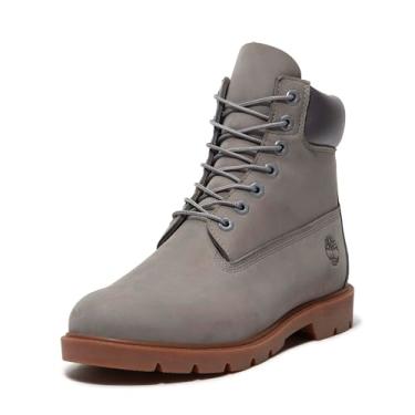 Imagem de Timberland Bota masculina básica impermeável de 15 cm com gola acolchoada, Nobuck cinza médio, 43