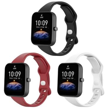 Imagem de Lzwldan Pacote com 3 pulseiras de relógio finas compatíveis com Amazfit GTS/GTS 2/GTS 2e/GTS 2 mini/GTS 3/GTS 4/GTS 4 mini, pulseira de silicone macio de 20 mm para Amazfit Bip/Bip U Pro/Bip 3/Bip 3