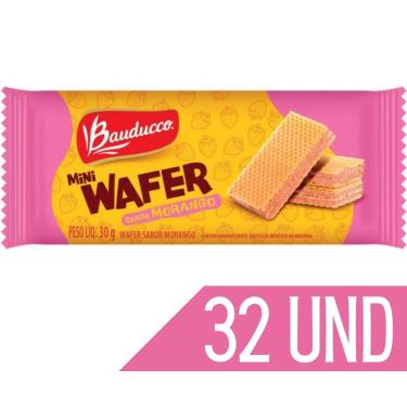 Imagem de Biscoito Bauducco Mini Wafer Sachê 30G Sabor Morango - 32 Und