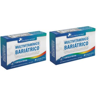 Imagem de Kit 2x Multivitamínico Bariátrico Com Vitamina D B6 B12 Ácido Fólico Cobre Ferro Zinco 30 Caps 500mg