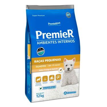 Imagem de Ração Premier Ambientes Internos Cães Filhotes Raças Pequenas Frango E Salmão 12kg