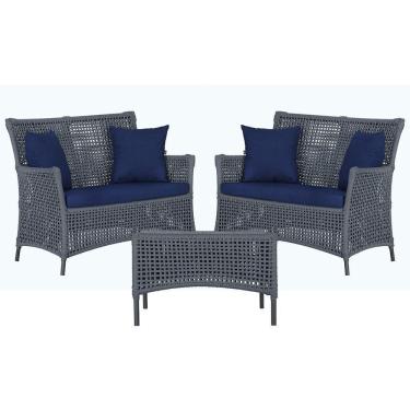 Imagem de 2 Sofás E Mesa Igapó Alumínio Preta Corda Náutica E10 Trama Prata