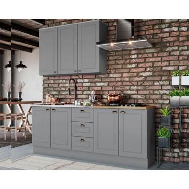 Imagem de Kit de Cozinha Completa 4 Peças Americana (1Aéreo + 2Balcões + 1Complemento) s/Pia CZ127 Cinza - Henn