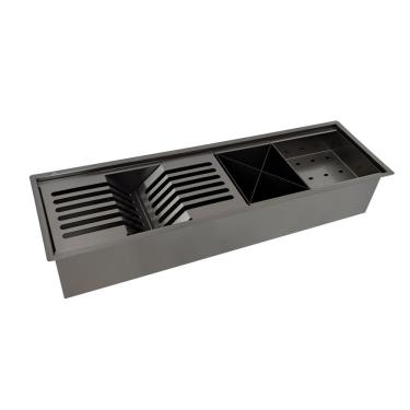 Imagem de Canal Úmido Organizador Calha De Cozinha em Aço Inox 304 C/3 Módulos Preto - Tubrax