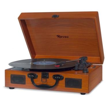 Imagem de Vitrola Toca Discos Retrô Raveo Sonetto Wood com USB Bluetooth Grava Lp