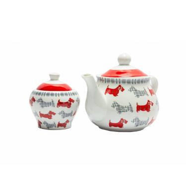 Imagem de Conjunto Bule e Açucareiro Modelo Dogs Porcelana - Casambiente