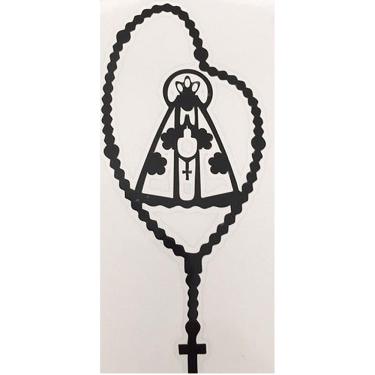Imagem de Adesivo Nossa Senhora Aparecida Terço Preto Carro Moto