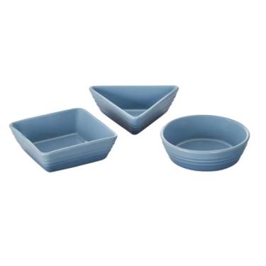 Imagem de Set le creuset 3 pratos de tapas quadrado/triangulo E redondo azul chambray 79181004340000