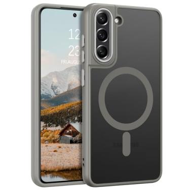 Imagem de DUEDUE Capa magnética para Samsung Galaxy S21 FE [compatível com Magsafe], capa protetora traseira fosca translúcida, antiarranhões, à prova de choque, para Samsung Galaxy S21 FE 5G, cinza