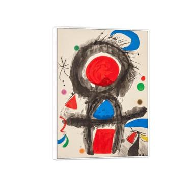 Imagem de MUHJDYC Joan Miró Imagem de arte de parede em tela - reprodução de obras de arte famosas abstratas - pinturas com moldura branca para decoração de sala de estar (sem título 2) 50 x 70 cm - 19 x 27 pol