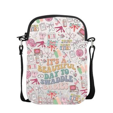 Imagem de POFULL ER Tech L&D Presente de enfermeira pós-parto Bolsa tiracolo It's A Beautiful Day To Swaddle Babies, Para enfaixar, 0