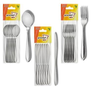 Imagem de Jogo Garfo Faca Colher 18 pç Restaurante Bufffet Gourmet Mix