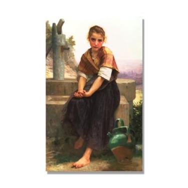 Imagem de NHLDZYH William Adolphe Bouguereau Impressões artísticas - Pintura de retrato - (The Broken Pitcher) - Pôster temático de mitologia grega - Pôster de decoração de parede vintage. Tela de 40 x 64 cm