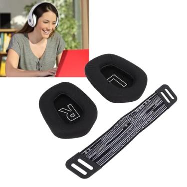 Imagem de Almofadas de Malha Respirável, Almofadas de Espuma de Memória de Alta Densidade Tiras de Faixa para a Cabeça para o Fone de Ouvido G733 Sem Fio G335 Com Fio (Preto)