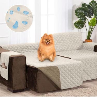 Imagem de Manta Protetor Sofá Retrátil 2,20m Dupla Face Impermeável Caqui e Palh