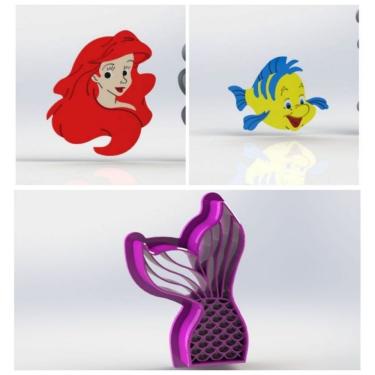 Imagem de Cortador Kit Pequena Sereia Ariel 3 Modelos Tamanho 6Cm