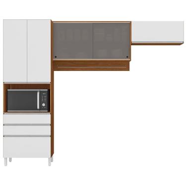 Imagem de Cozinha Compacta Bartira Amazonita Com 5 Portas, 3 Gavetas E 5 Prateleiras Damasco