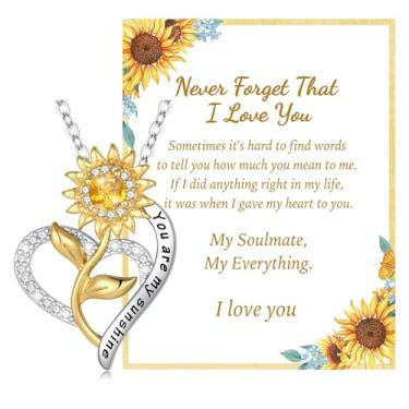 Imagem de IEFLIFE Presentes de girassol para mulheres – Colar de girassol banhado a ouro 14 K para mulheres, colar You Are My Sunshine, presente para ela, presente de aniversário de dia das mães e joias