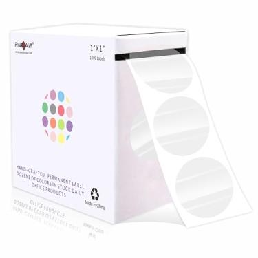 Imagem de PARLAIM Adesivos redondos permanentes de 2,5 cm com código de cores, caixa distribuidora de etiquetas de 1000 pontos por rolo, etiqueta circular para escritório, casa, transparente