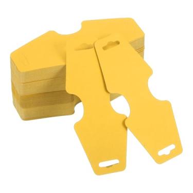 Imagem de PATIKIL 200 peças de cartões de exibição de colar e pulseira, porta-cartões em branco, embalagem de joias para pendurar colares, gargantilhas, brincos, acessórios de faixa de cabelo (amarelo, 12 x 5