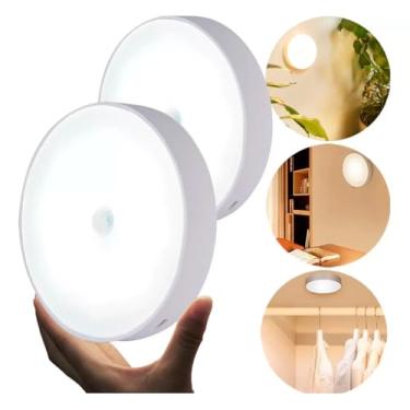Imagem de Kit 02 Luminárias Lâmpada Led Sem fio com Sensor Presença recarregável