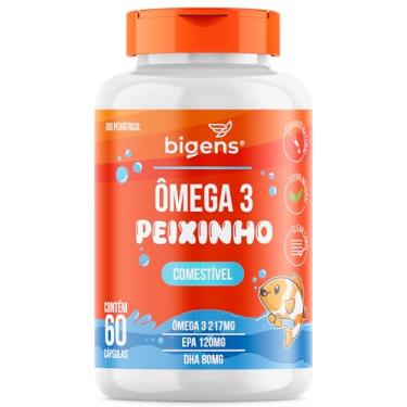 Imagem de Ômega 3 Peixinho, Concentrado em EPA e DHA, Sabor laranja, 60 Caps Mastigáveis, Bigens
