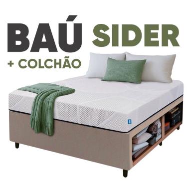 Imagem de Cama Box Baú Base Sider Queen + Colchão Umaflex Fit Firm D33 Altura 17cm - Diversas Cores - Orthocamas