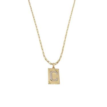 Imagem de Cordão 60Cm Masculino Feminino Pingente Letra C Banhado Ouro - Anaisa 